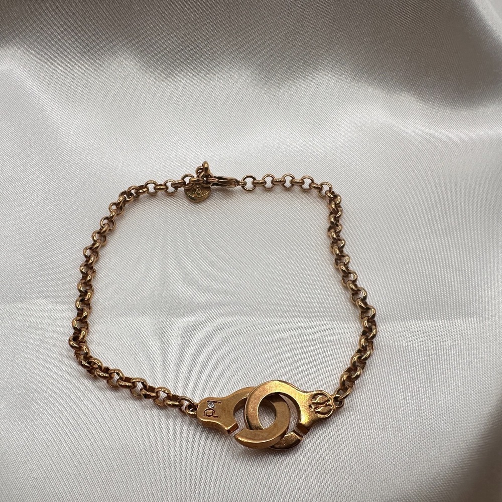 Vintage 80s Gold Tone Handcuff Chain Bracelet Menotti's Partners Classic Jewelry